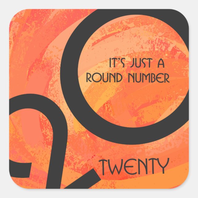 Pegatina Cuadrada Cumpleaños de la Década naranja (Anverso)