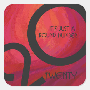 Pegatina Cuadrada Cumpleaños de la Década Roja