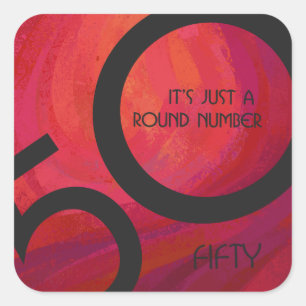 Pegatina Cuadrada Cumpleaños de la Década Roja 50