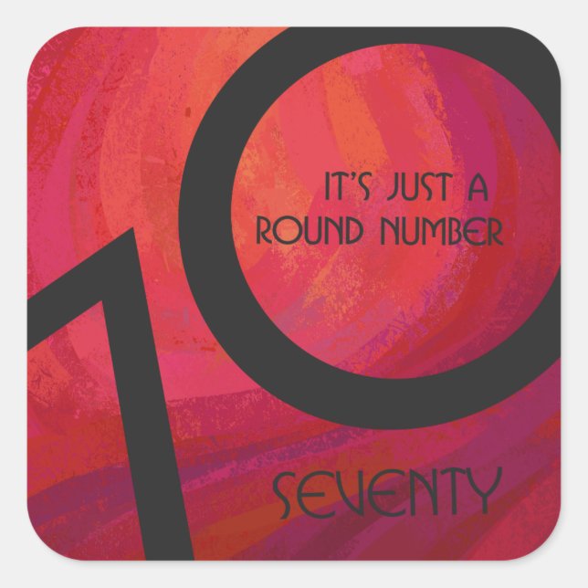 Pegatina Cuadrada Cumpleaños de la Década Roja 70 (Anverso)