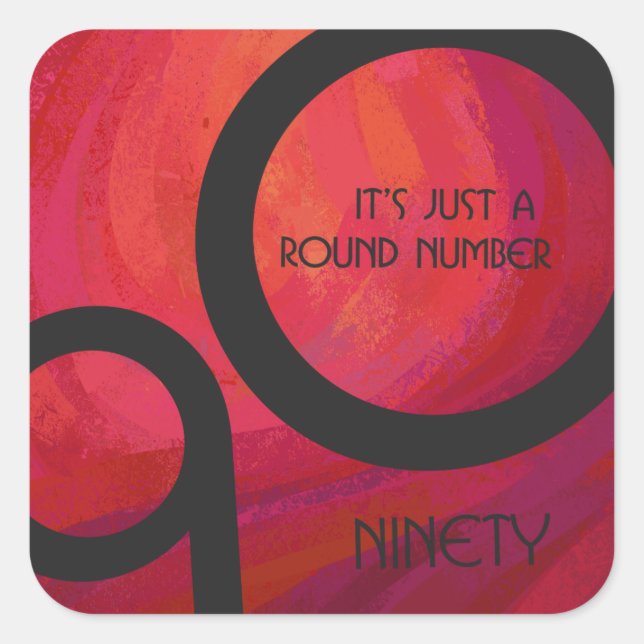 Pegatina Cuadrada Cumpleaños de la Década Roja 90 (Anverso)