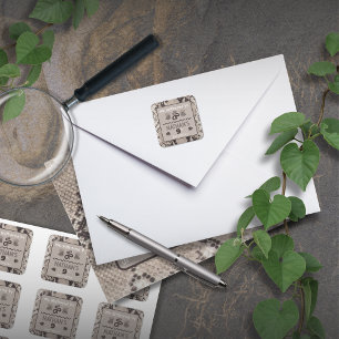 Pegatina Cuadrada Cumpleaños de la serpiente de impresión animal