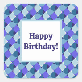 Pegatina Cuadrada Cumpleaños de las Formas Azules
