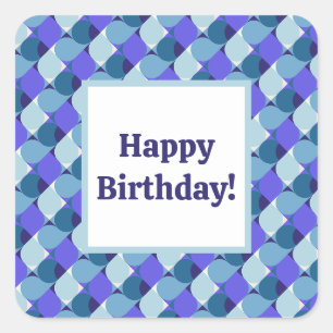 Pegatina Cuadrada Cumpleaños de las Formas Azules