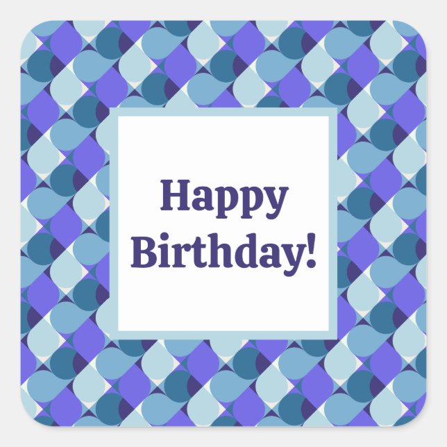 Pegatina Cuadrada Cumpleaños de las Formas Azules (Anverso)