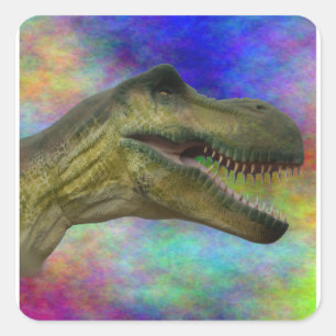 Pegatina Cuadrada Cumpleaños de los dinosaurios - Jurassic Tyrannosa