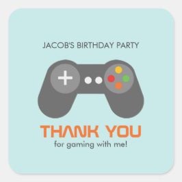 Pegatina Cuadrada Cumpleaños de los Juegos de Video