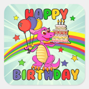 Pegatina Cuadrada Cumpleaños de los niños pequeños