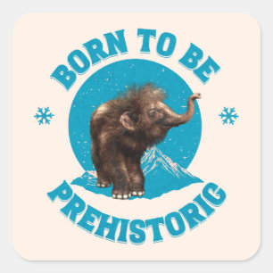 Pegatina Cuadrada Cumpleaños de niños mamut bebé prehistórico lindo