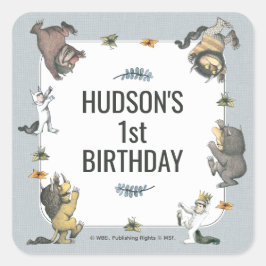 Pegatina Cuadrada Cumpleaños de Personaje de Donde los Monstruos Viv