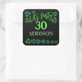 Pegatina Cuadrada Cumpleaños de San Patricio Lets fiesta shamrock