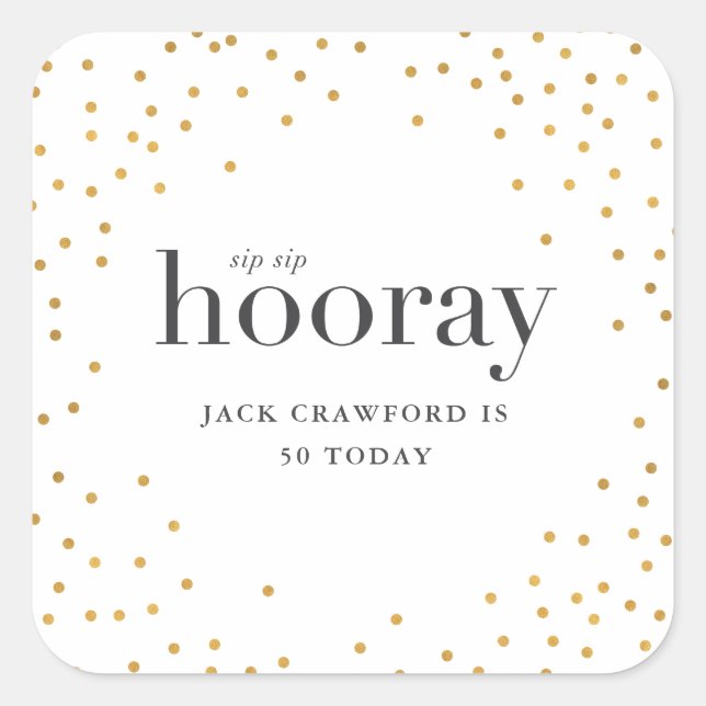 Pegatina Cuadrada cumpleaños de sip sip hooray (Anverso)