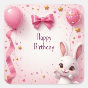 Pegatina Cuadrada Cumpleaños de Sweet Bunny Baby 🐰