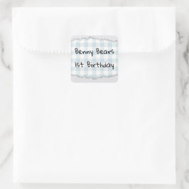 Pegatina Cuadrada Cumpleaños de Teddy Bear Peekaboo