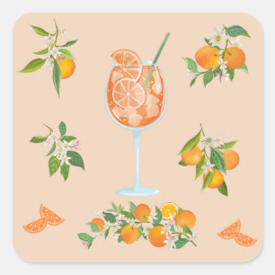 Pegatina Cuadrada Cumpleaños de verano Spritz