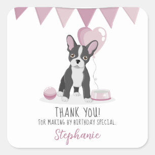 Pegatina Cuadrada Cumpleaños del Bulldog francés