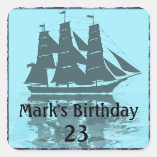 Pegatina Cuadrada Cumpleaños del buque Viking