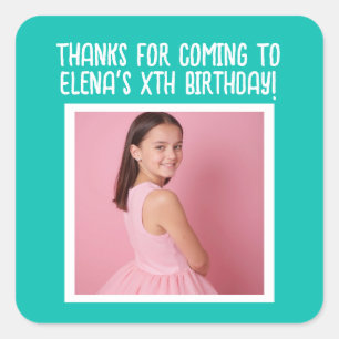 Pegatina Cuadrada Cumpleaños del personalizado Añadir nombre de foto