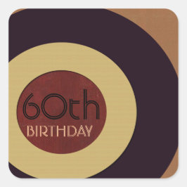 Pegatina Cuadrada Cumpleaños del rock n' roll retro