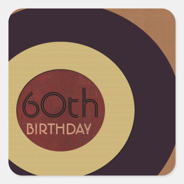 Pegatina Cuadrada Cumpleaños del rock n' roll retro (Anverso)