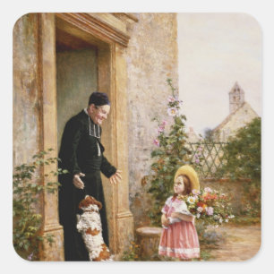 Pegatina Cuadrada Cumpleaños del sacerdote