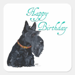 Pegatina Cuadrada Cumpleaños del Terrier Escocés