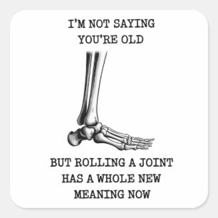 Pegatina Cuadrada Cumpleaños Divertido Marido Compañero Envejeciendo