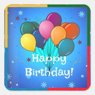 Pegatina Cuadrada Cumpleaños...¡Es hora de celebrar!