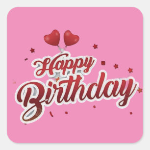 Pegatina Cuadrada cumpleaños feliz