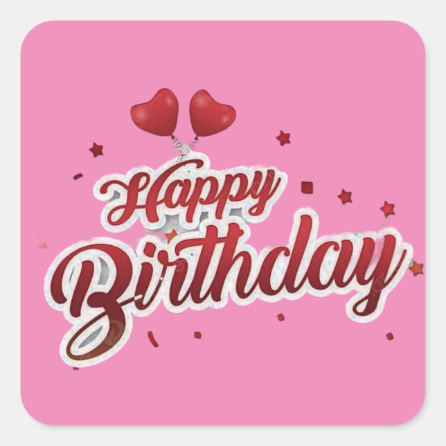Pegatina Cuadrada cumpleaños feliz (Anverso)