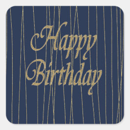 Pegatina Cuadrada Cumpleaños feliz de la Marina Gold