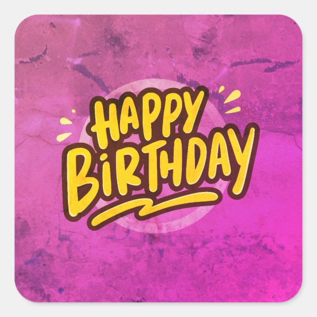 Pegatina Cuadrada Cumpleaños feliz, tarjeta, texto (Anverso)