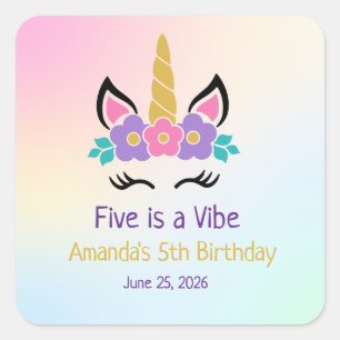Pegatina Cuadrada Cumpleaños Five is a Vibe