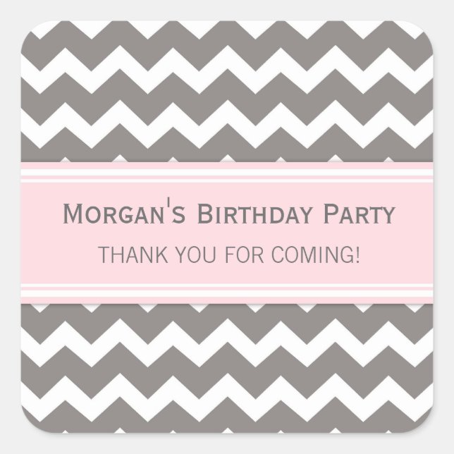 Pegatina Cuadrada Cumpleaños Gracias Nombre Personalizado Favor Etiq (Anverso)