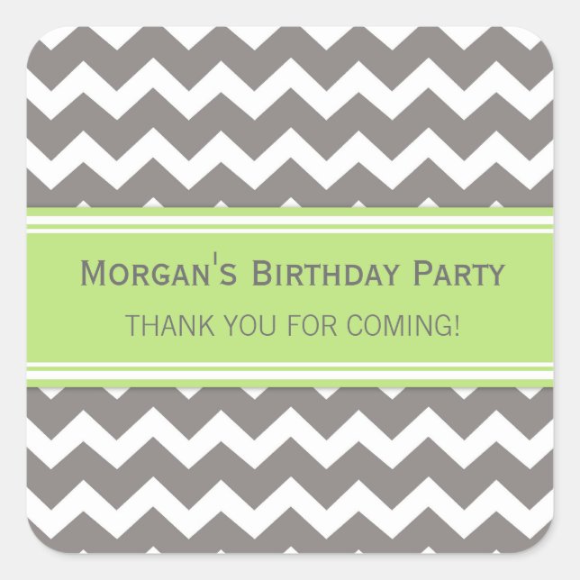 Pegatina Cuadrada Cumpleaños Gracias Nombre Personalizado Favor Etiq (Anverso)