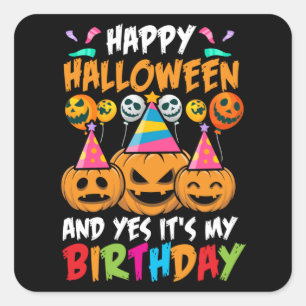 Pegatina Cuadrada Cumpleaños Halloween