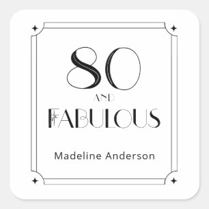 Pegatina Cuadrada Cumpleaños moderno 80 y fabuloso negrita 80