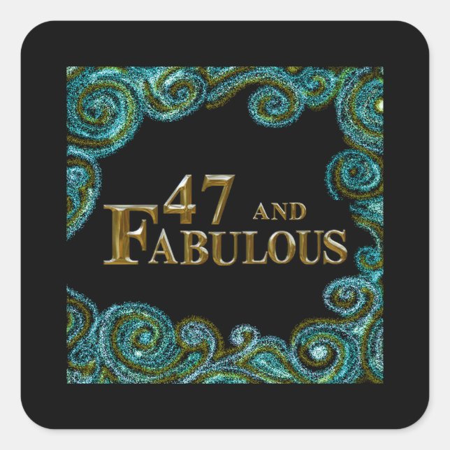 Pegatina Cuadrada Cumpleaños número 47  (Anverso)