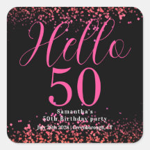 Cumpleaños número 50 con brillo falso negro y rosa