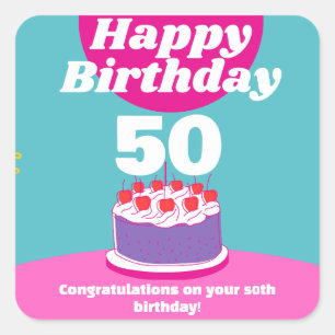 Pegatina Cuadrada Cumpleaños personalizado