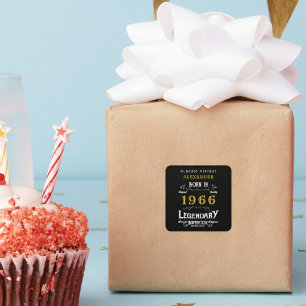 Pegatina Cuadrada Cumpleaños Personalizado 60 Agregar Nombre 1966 Le