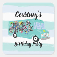 Cumpleaños personalizado de camión de comida azul 