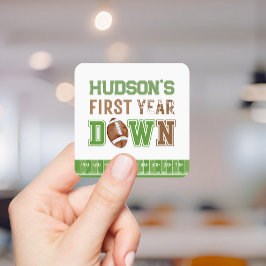 Pegatina Cuadrada Cumpleaños Primer Año Fútbol Americano