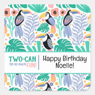 Pegatina Cuadrada Cumpleaños Tropical (Turcano) de TWO-CAN
