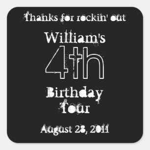 Pegatina Cuadrada ¡(Cumpleaños) vaya de fiesta como un rockstar -