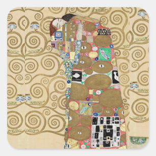 Pegatina Cuadrada Cumplimiento, Gustav Klimt