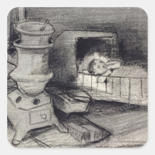 Pegatina Cuadrada Cuna de Vincent van Gogh el  