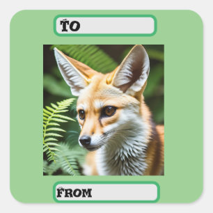 Pegatina Cuadrada Cunning Fennec Fox,