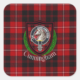 Pegatina Cuadrada Cunningham Scottish Clan Tartan & Crest