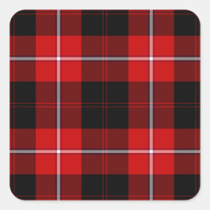 Pegatina Cuadrada Cunningham Tartan Red Black Plaid